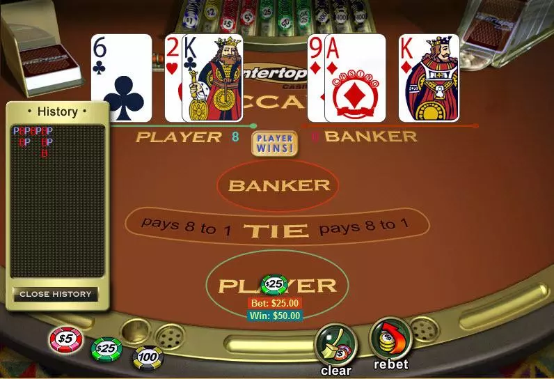 Baccarat made by WGS Technology - Table ScreenShot