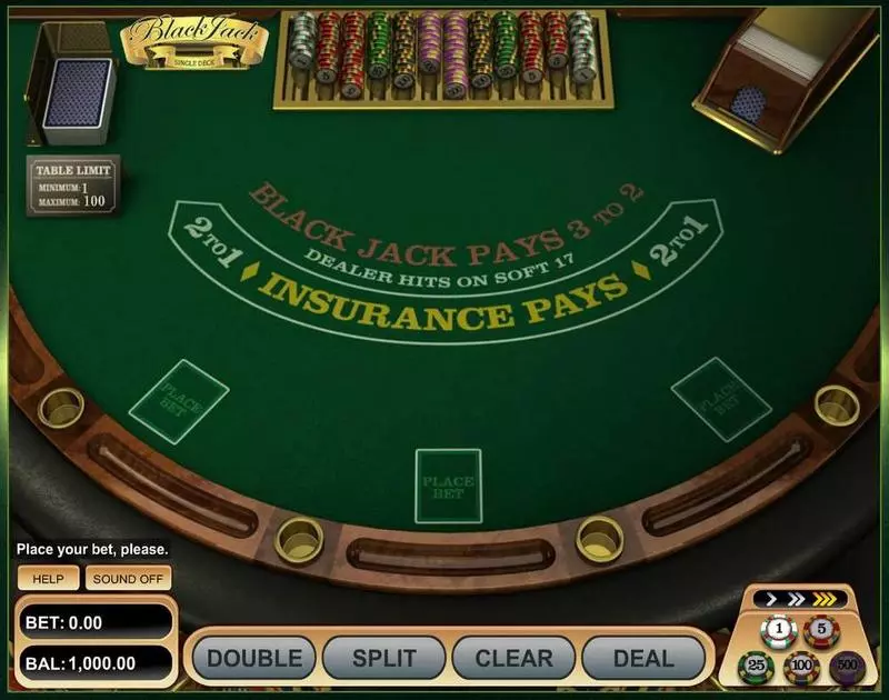 Single Deck Blackjack made by BetSoft - Table ScreenShot