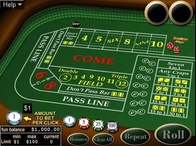 Craps made by RTG - Table ScreenShot