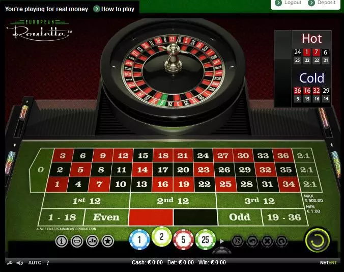 European Roulette made by NetEnt - Table ScreenShot
