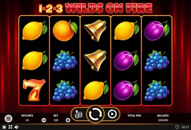 1-2-3 Wilds on Fire Slots made by Apparat Gaming - Main Screen Reels