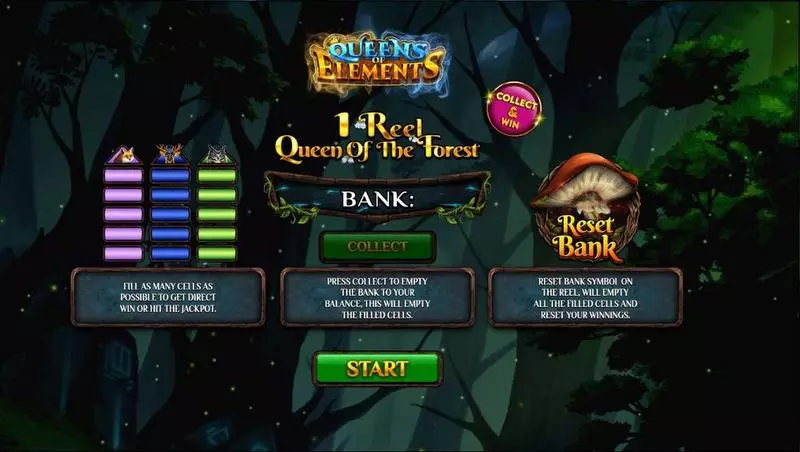 1 Reel Queen Of The Forest Slots made by Spinomenal - Introduction Screen