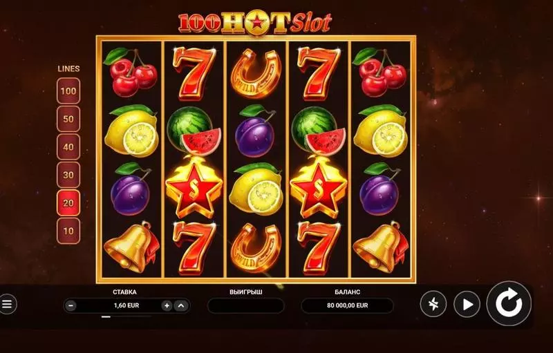 100 Hot Slots made by TrueLab Games - Main Screen Reels