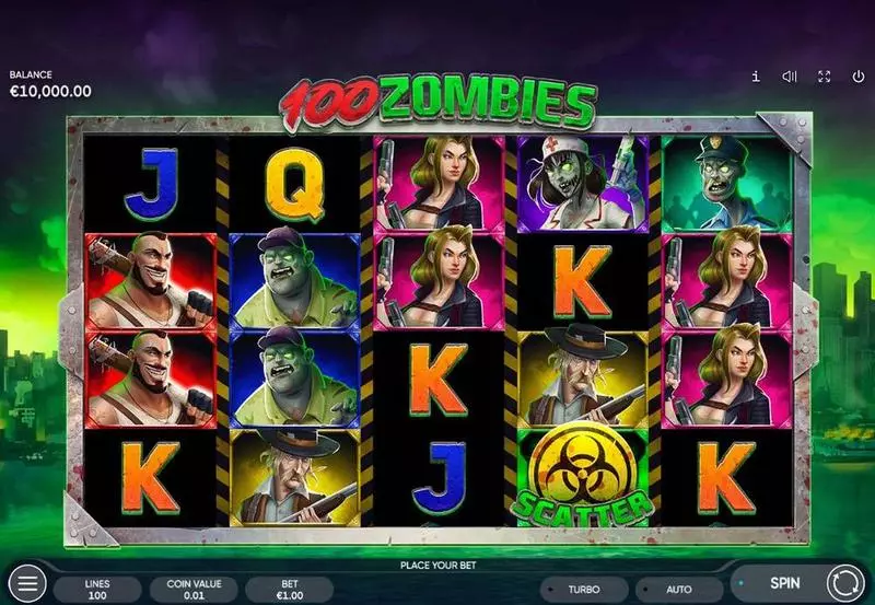 100 Zombies Slots made by Endorphina - Main Screen Reels