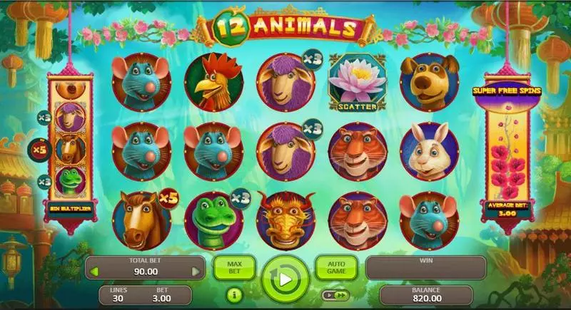 12 Animals Slots made by Booongo - Main Screen Reels