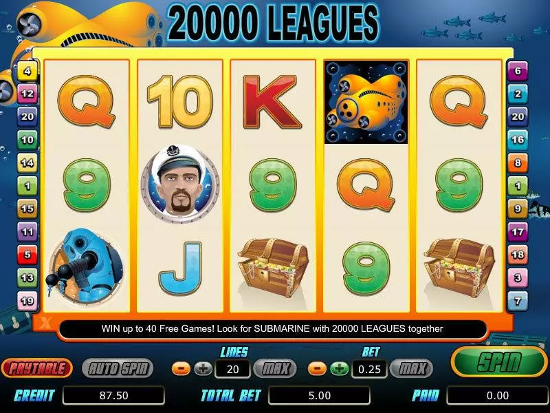 20 000 Leagues Slots made by bwin.party - Main Screen Reels