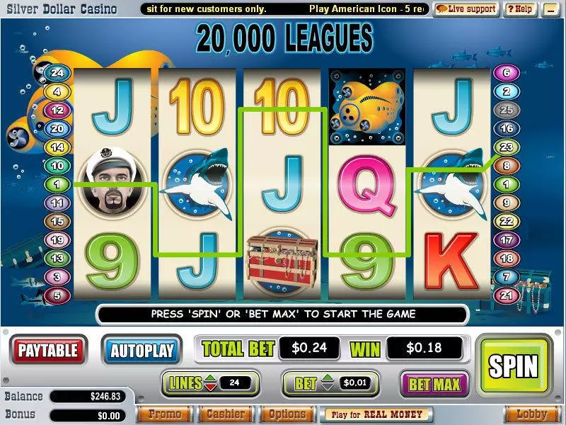 20 000 Leagues Slots made by WGS Technology - Main Screen Reels