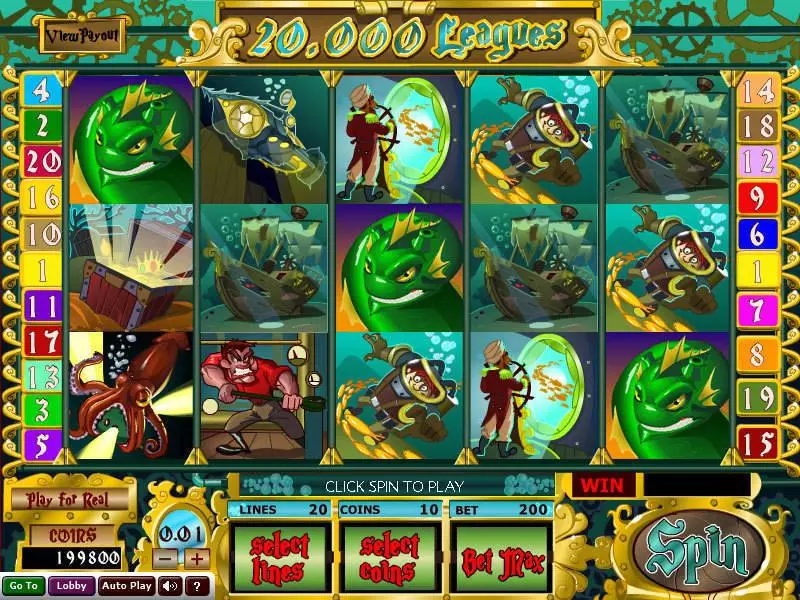 20 000 Leagues Slots made by Wizard Gaming - Main Screen Reels