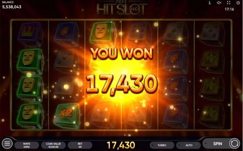2023 Hit Slot Dice Slots made by Endorphina - Winning Screenshot