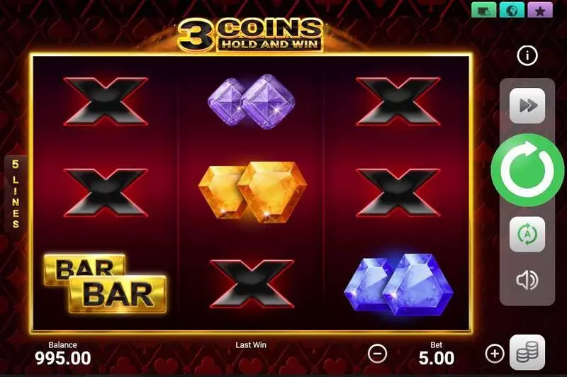 3 Coins Slots made by Booongo - Main Screen Reels
