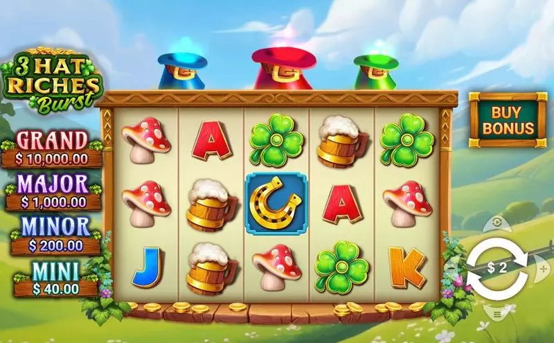 3 Hat Riches Burst Slots made by Wizard Games - Main Screen Reels