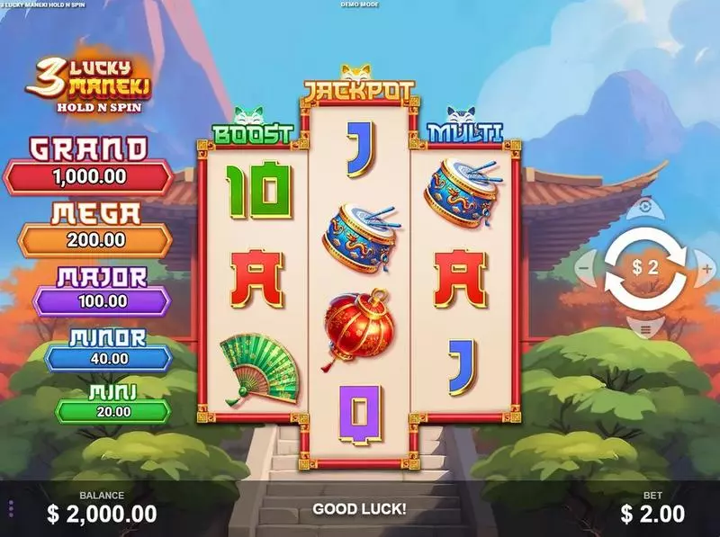 3 Lucky Maneki Slots made by Wizard Games - Main Screen Reels