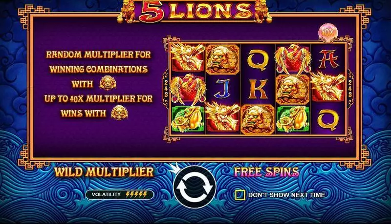 5 Lions Slots made by Pragmatic Play - Bonus 2