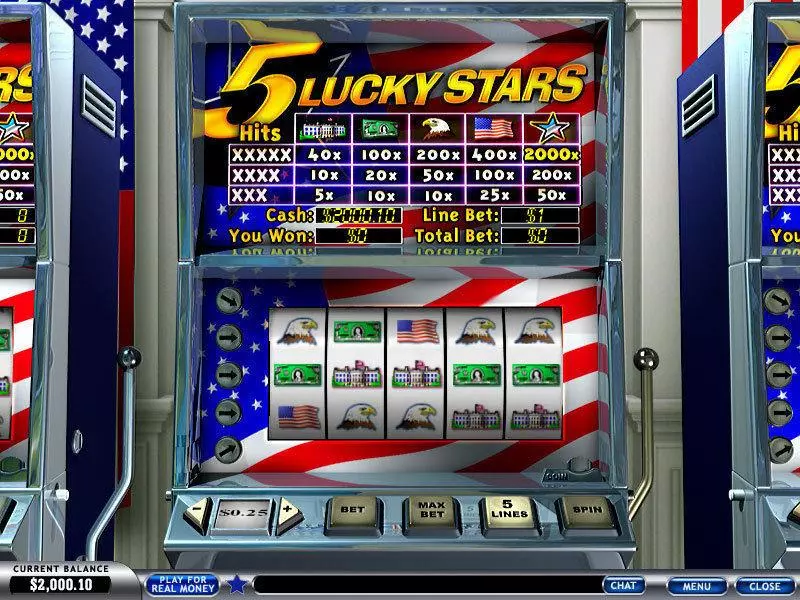 5 Lucky Stars Slots made by PlayTech - Main Screen Reels