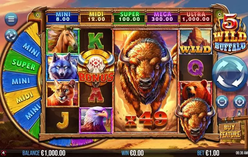 5 Wild Buffalo Slots made by 4ThePlayer - Main Screen Reels