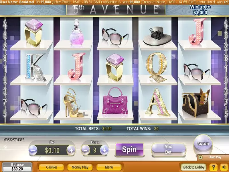 5th Avenue Slots made by NeoGames - Main Screen Reels