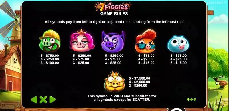 7 Piggies Slots made by Pragmatic Play - Paytable