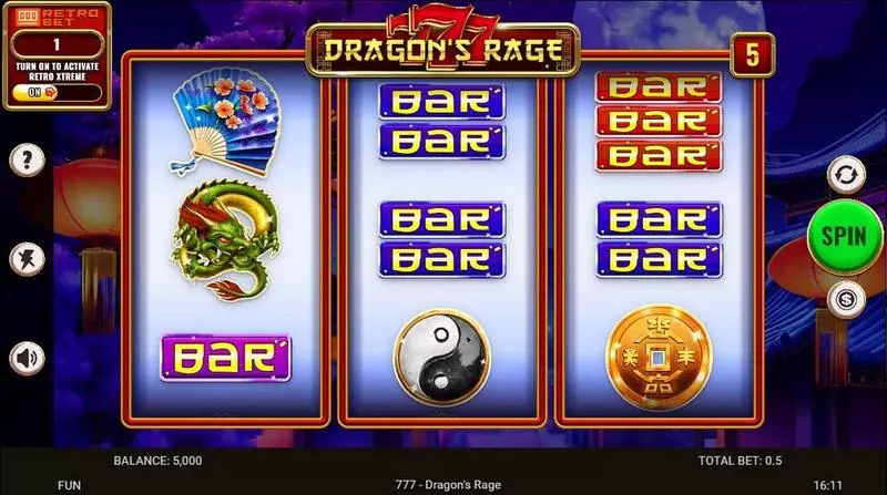 777 – Dragon’s Rage Slots made by Spinomenal - Main Screen Reels