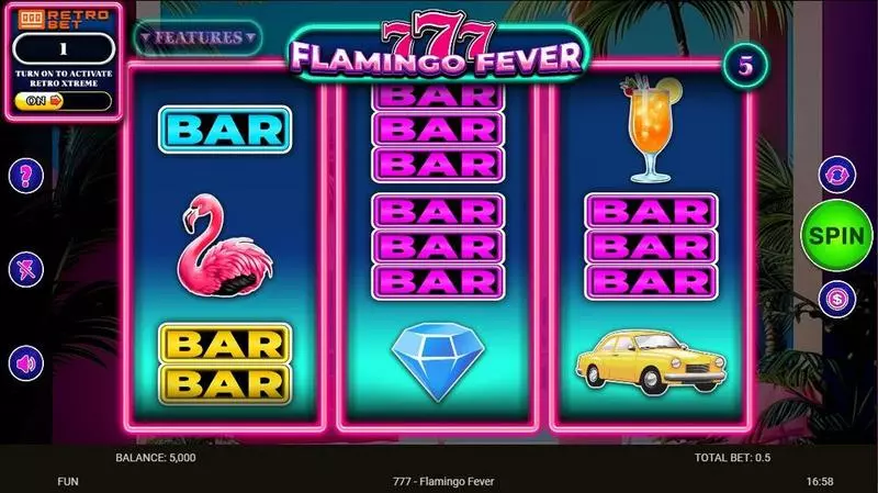 777 – Flamingo Fever Slots made by Spinomenal - Main Screen Reels