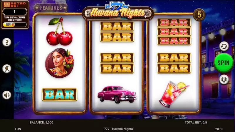 777 – Havana Nights Slots made by Spinomenal - Main Screen Reels