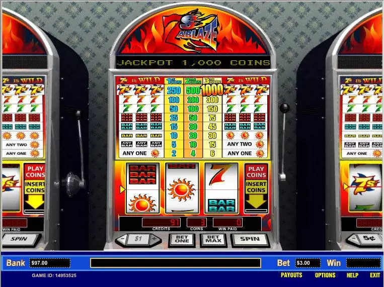 7's Ablaze 1 Line Slots made by Parlay - Main Screen Reels