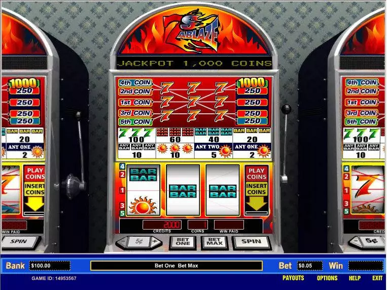 7's Ablaze 5 Line Slots made by Parlay - Main Screen Reels