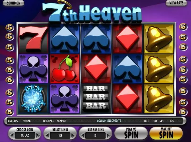 7thHeaven Slots made by BetSoft - Main Screen Reels