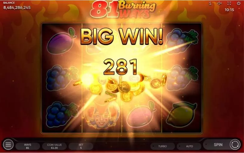 81 Burning Ways Slots made by Endorphina - Winning Screenshot