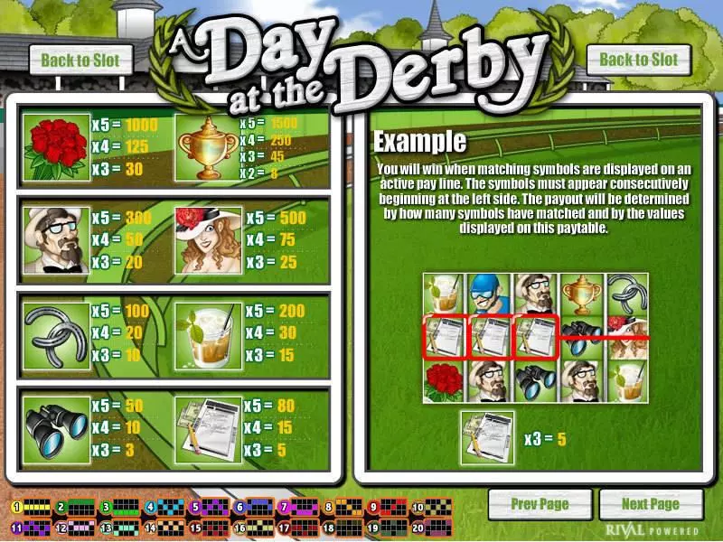 A Day at the Derby Slots made by Rival - Info and Rules
