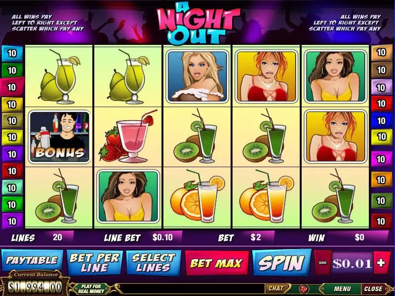 A Night Out Slots made by PlayTech - Main Screen Reels