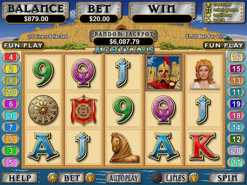 Achilles Slots made by RTG - Main Screen Reels