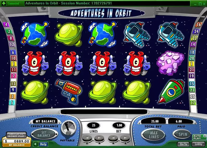 Adventures in Orbit Slots made by 888 - Main Screen Reels
