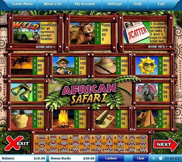 African Safari Slots made by Leap Frog - Info and Rules