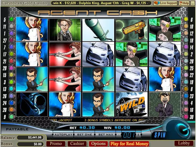 Agent Cash Slots made by WGS Technology - Main Screen Reels