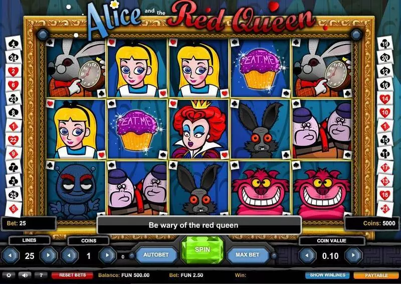 Alice and the Red Queen Slots made by 1x2 Gaming - Main Screen Reels