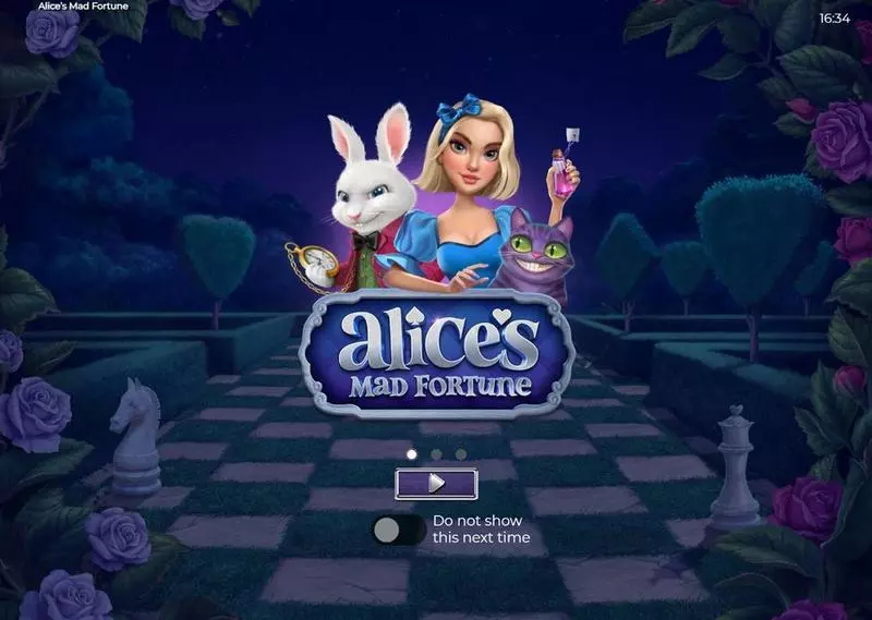 Alice's Mad Fortune Slots made by Armadillo Studios - Introduction Screen