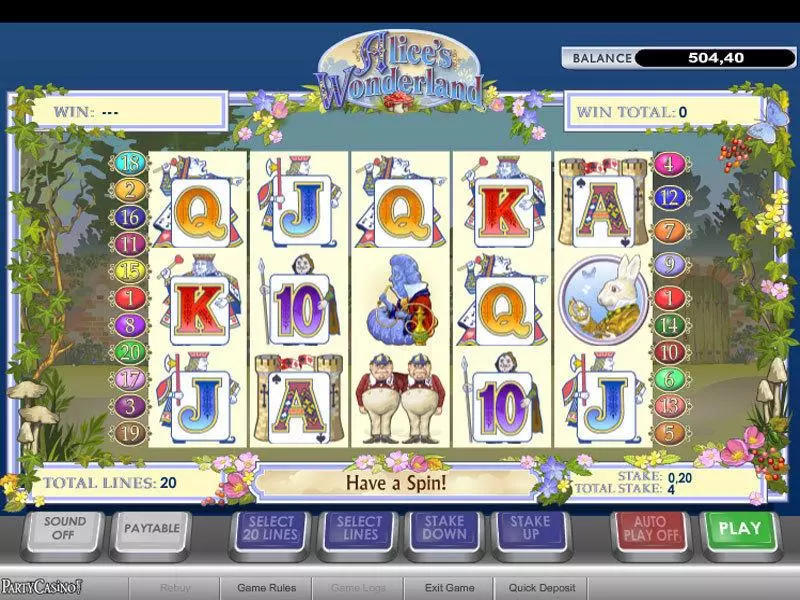Alice's Wonderland Slots made by PlayTech - Main Screen Reels