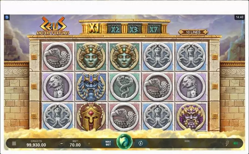 Ancient Fortunes: Zeus  Slots made by Microgaming - Main Screen Reels