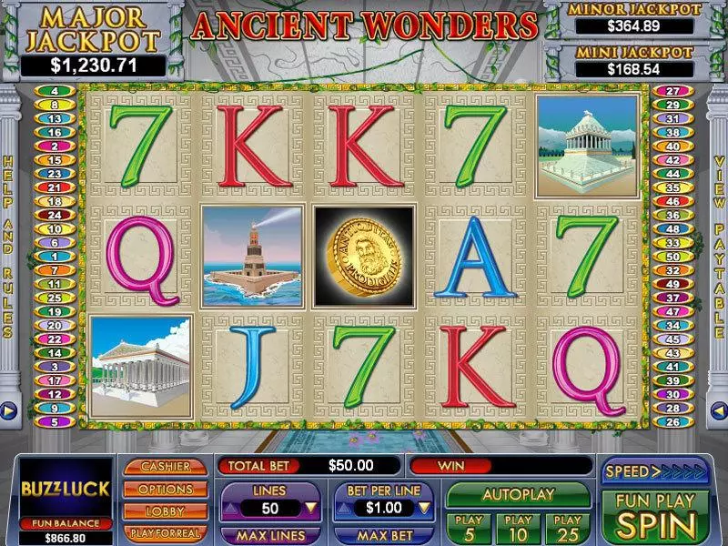 Ancient Wonders Slots made by NuWorks - Main Screen Reels