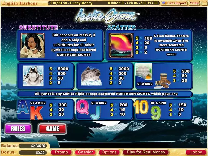 Arctic Queen Slots made by Vegas Technology - Info and Rules