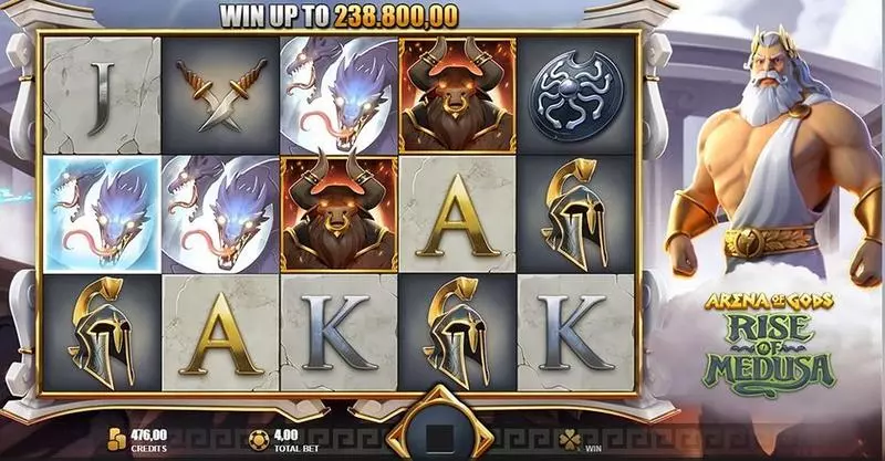ARENA OF GODS - RISE OF MEDUSA Slots made by Rabcat - Main Screen Reels