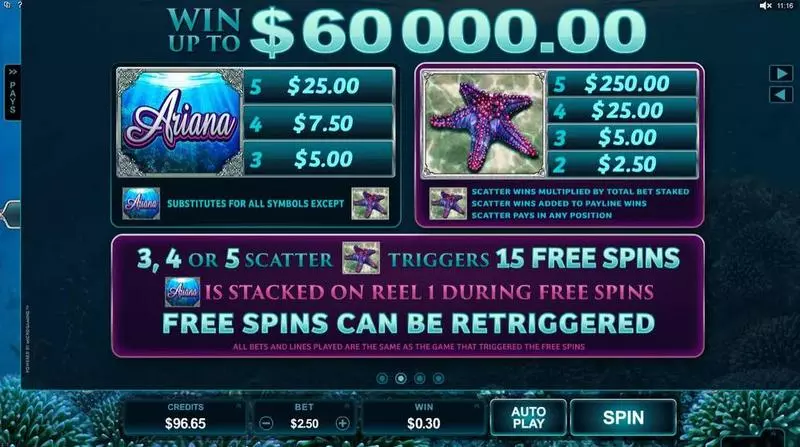 Ariana Slots made by Microgaming - Info and Rules