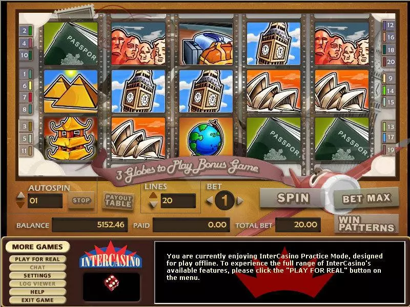 Around the World Slots made by CryptoLogic - Main Screen Reels