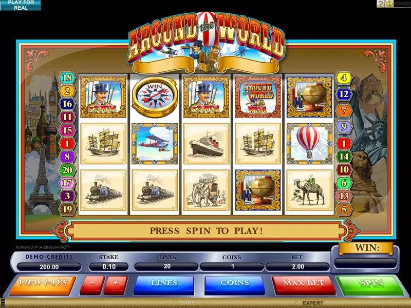 Around the World Slots made by Microgaming - Main Screen Reels