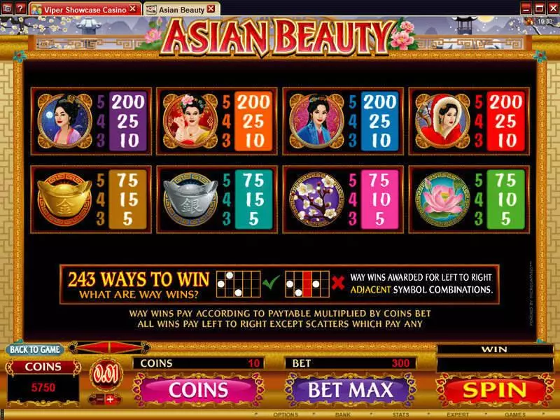 Asian Beauty Slots made by Microgaming - Info and Rules
