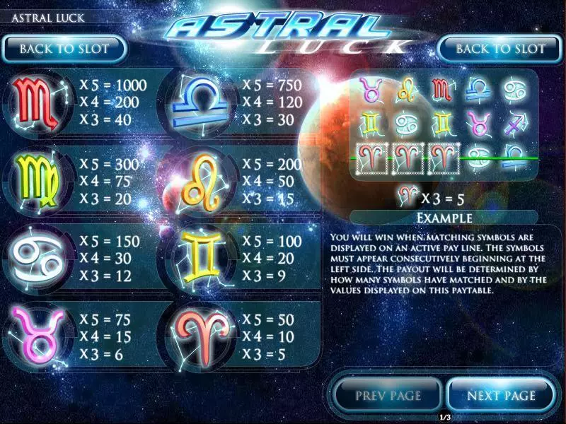 Astral Luck Slots made by Rival - Info and Rules