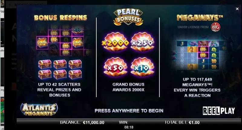 Atlantis Megaways Slots made by ReelPlay - Info and Rules