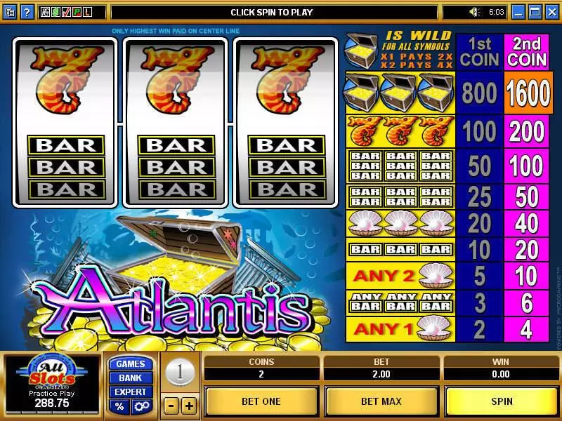 Atlantis Slots made by Microgaming - Main Screen Reels