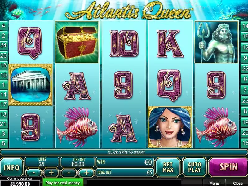 Atlantis Queen Slots made by PlayTech - Main Screen Reels