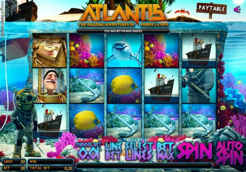 Atlantis Slots made by Sheriff Gaming - Main Screen Reels
